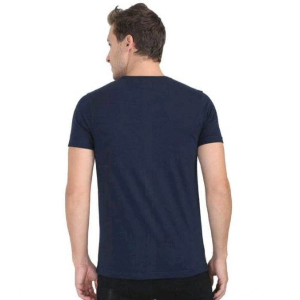 Generic Men's Casual Short Sleeves Cotton Round Neck T-shirt (Navy blue)