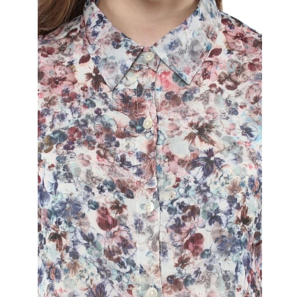 Generic Women's Polyester Chiffon Printed Sleeveless Dress (Multicolor)