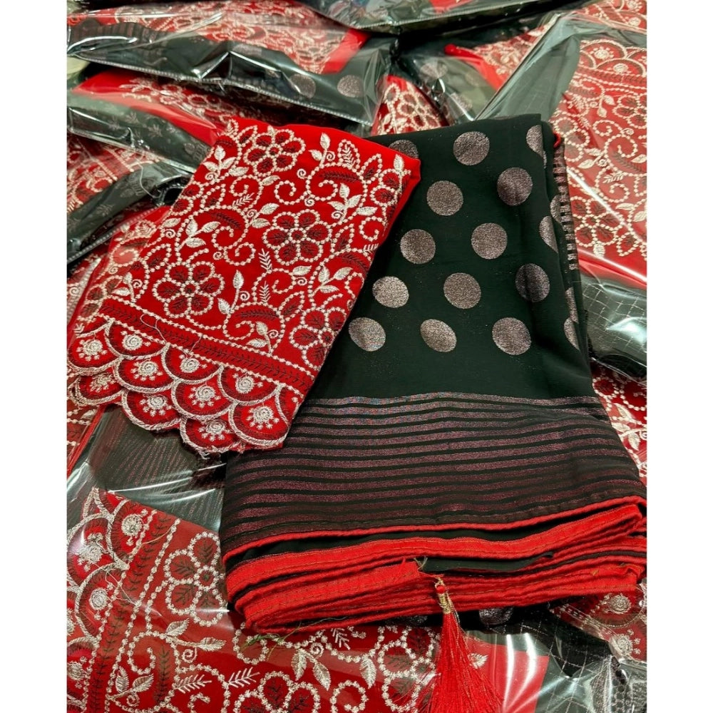 Generic Women's Georgette Printed Saree With Unstitched Blouse (Green, 5-5 Mtrs)