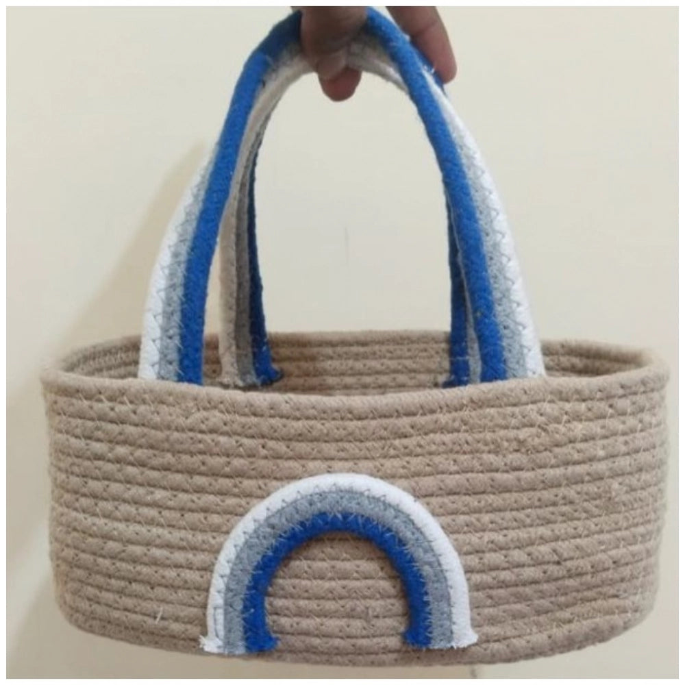 Generic Cotton Rainbow Basket Pack of 1 Storage Basket For Clothes (Multicolor)