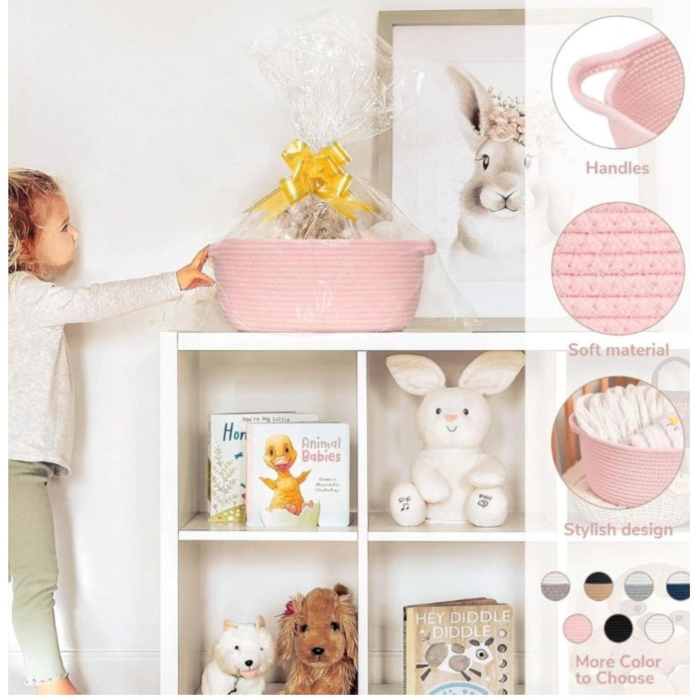 Generic Cotton Baby Gift Basket Pack of 1 Storage Basket For Clothes (Pink)