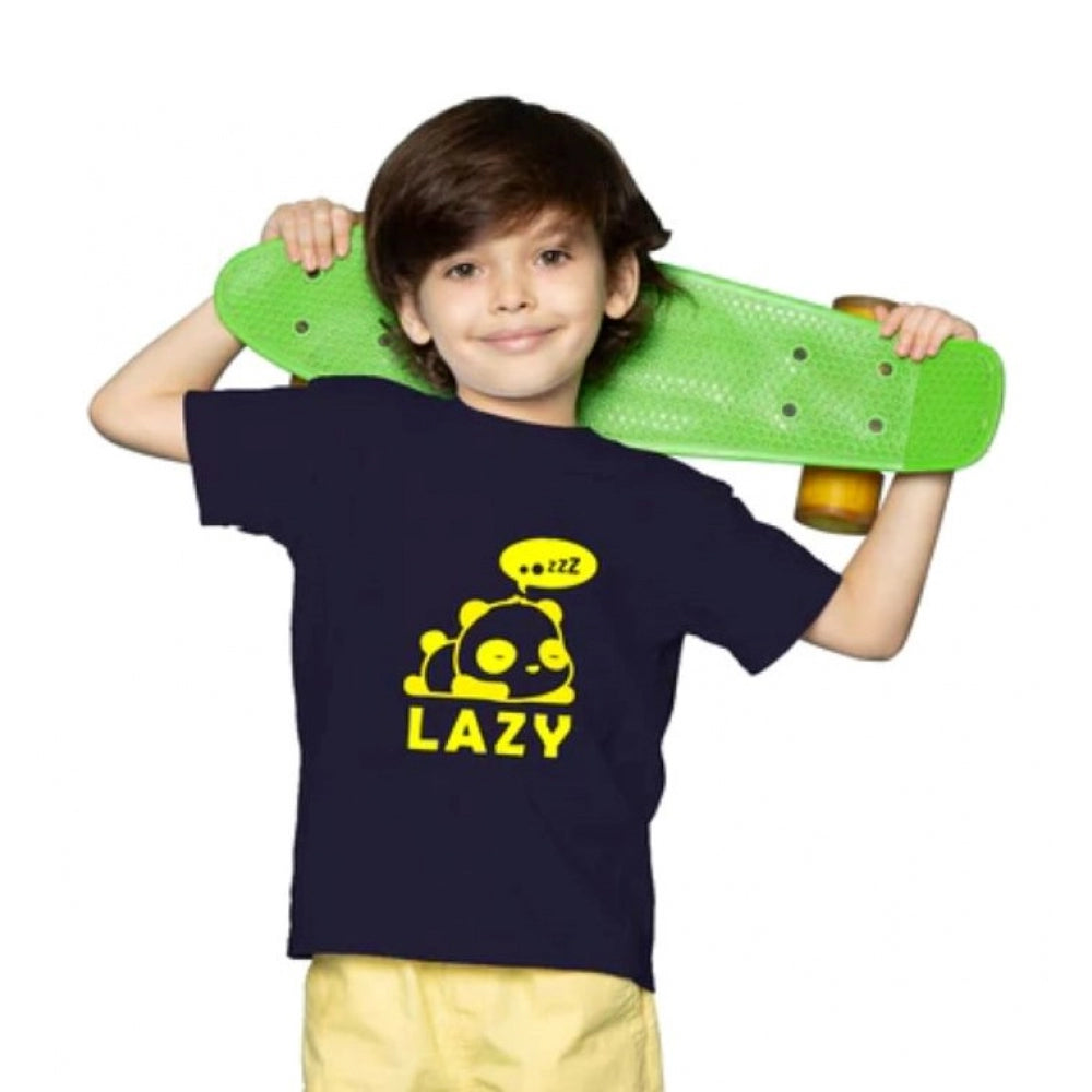 Generic Boys Cotton Lazy Half Sleeve TShirt (Black)