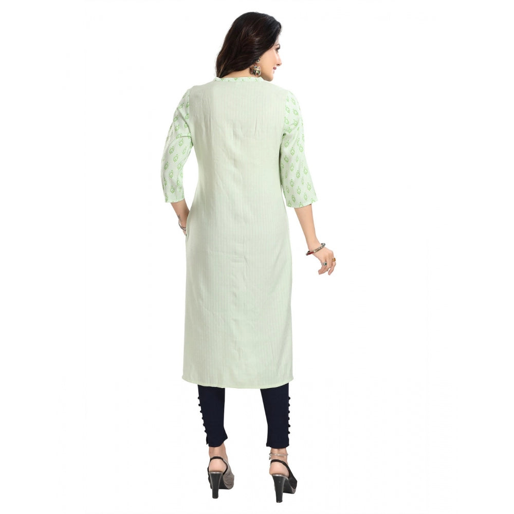 Generic Women's 3/4th Sleeve Viscose Blend Tunic Long Kurti (Green)