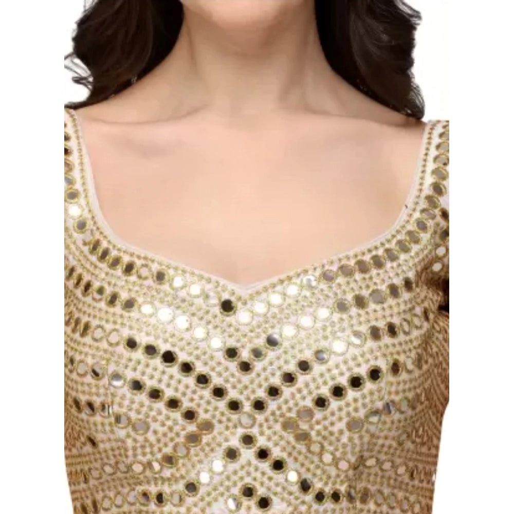 Generic Women's Embriodered Cotton Lycra Padded Readymade Blouse (White, Free Size)