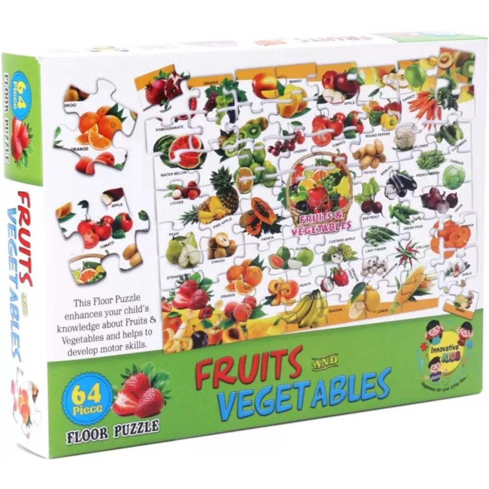 64_Pcs Set Fruits and Vegetables Puzzle | Cardboard | Educational Toys | 4+ Years