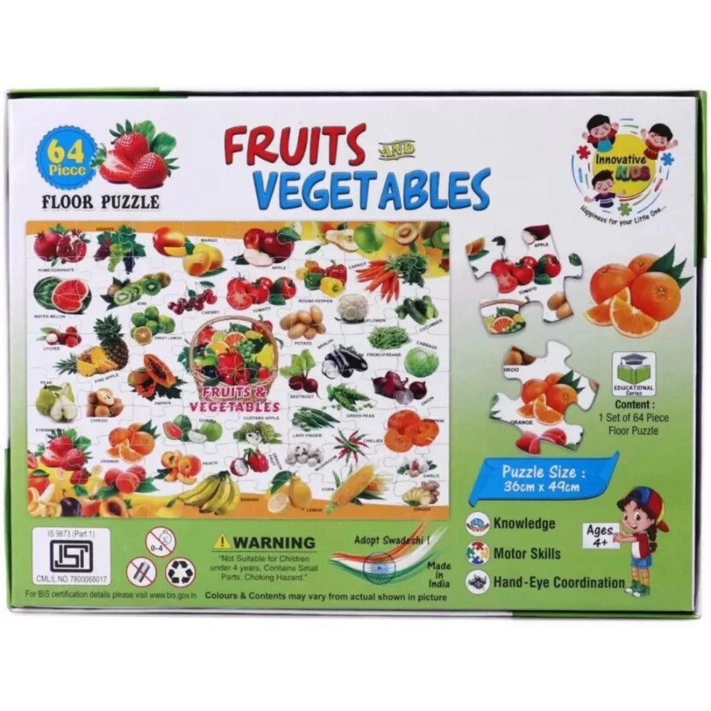 64_Pcs Set Fruits and Vegetables Puzzle | Cardboard | Educational Toys | 4+ Years