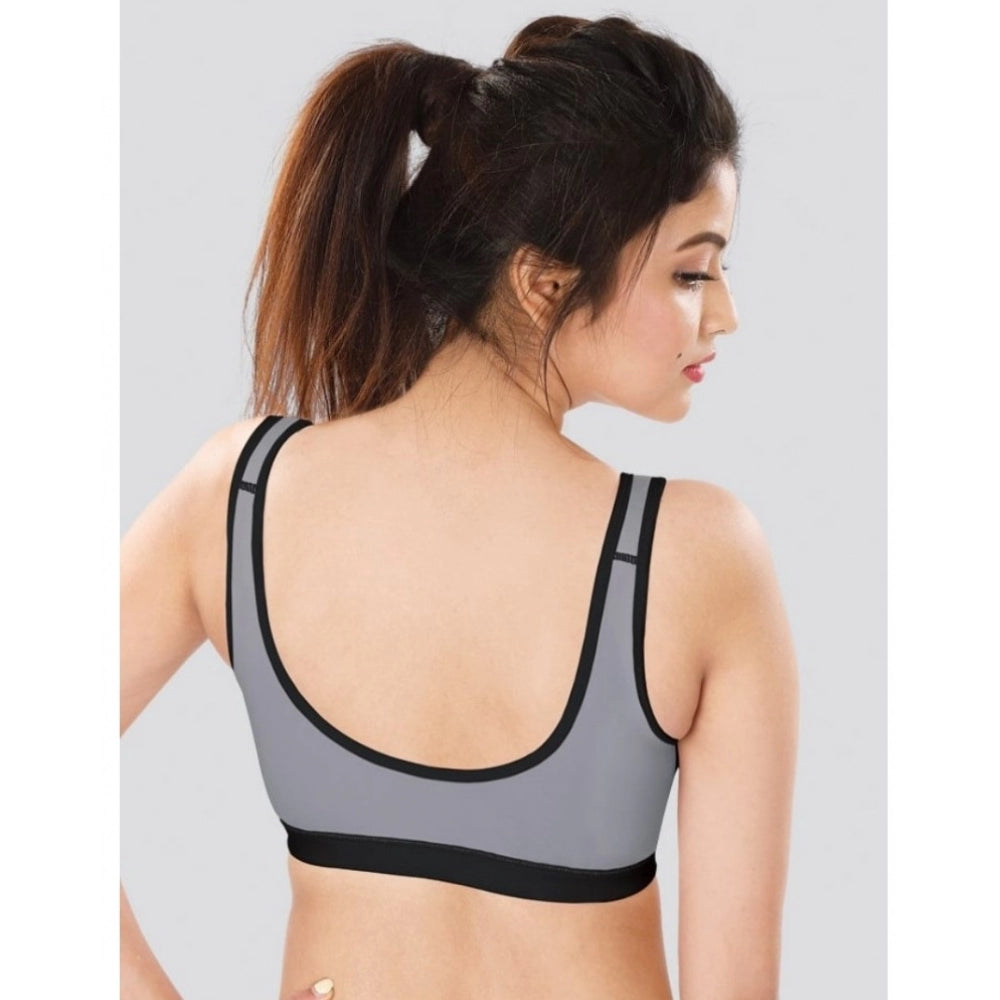 Dermawear SB-1102 Women's 4D Stretch Sports Bra (Black-Grey)