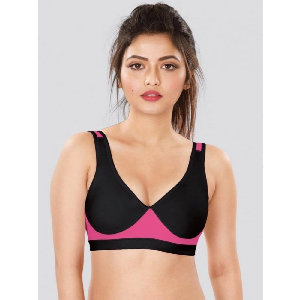 Dermawear SB-1102 Women's 4D Stretch Sports Bra (Black-Pink)