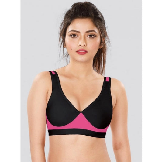 Dermawear SB-1102 Women's 4D Stretch Sports Bra (Black-Pink)