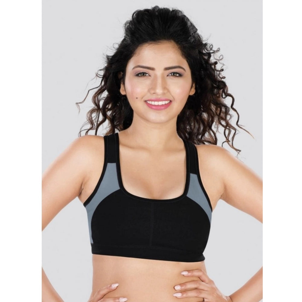 Dermawear SB-1101 Women's 4D Stretch Sports Bra (Black-Grey)