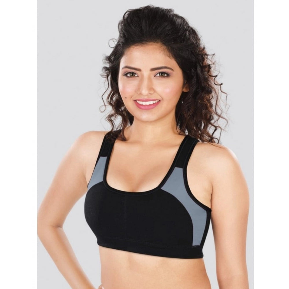 Dermawear SB-1101 Women's 4D Stretch Sports Bra (Black-Grey)