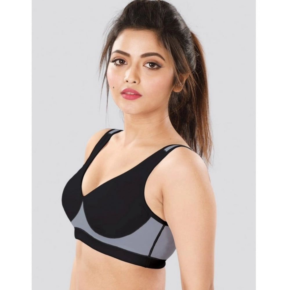 Dermawear SB-1102 Women's 4D Stretch Sports Bra (Black-Grey)