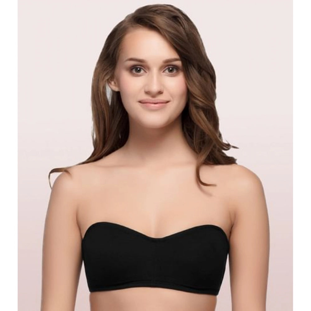 Enamor A019 Women's Cotton Strapless Bra (Black)