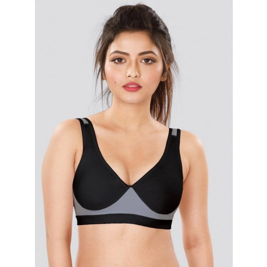Dermawear SB-1102 Women's 4D Stretch Sports Bra (Black-Grey)