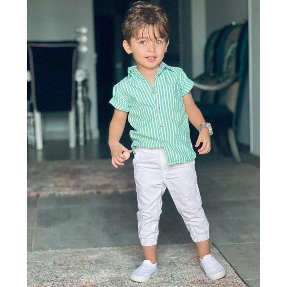 Generic Kid's Lycra Printed Casual wear Shirt And Shorts Set (Green)