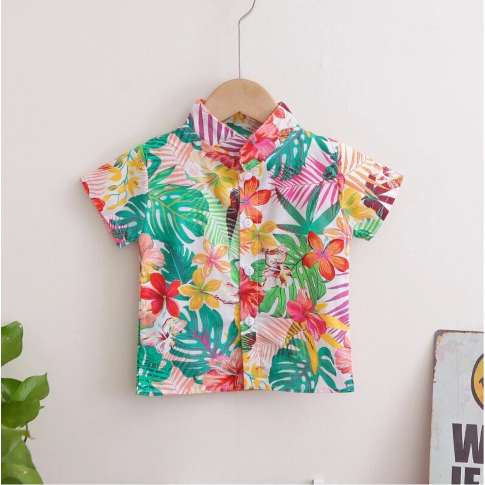 Generic Kid's Lycra Printed Casual wear Shirt And Shorts Set (Multicolor)