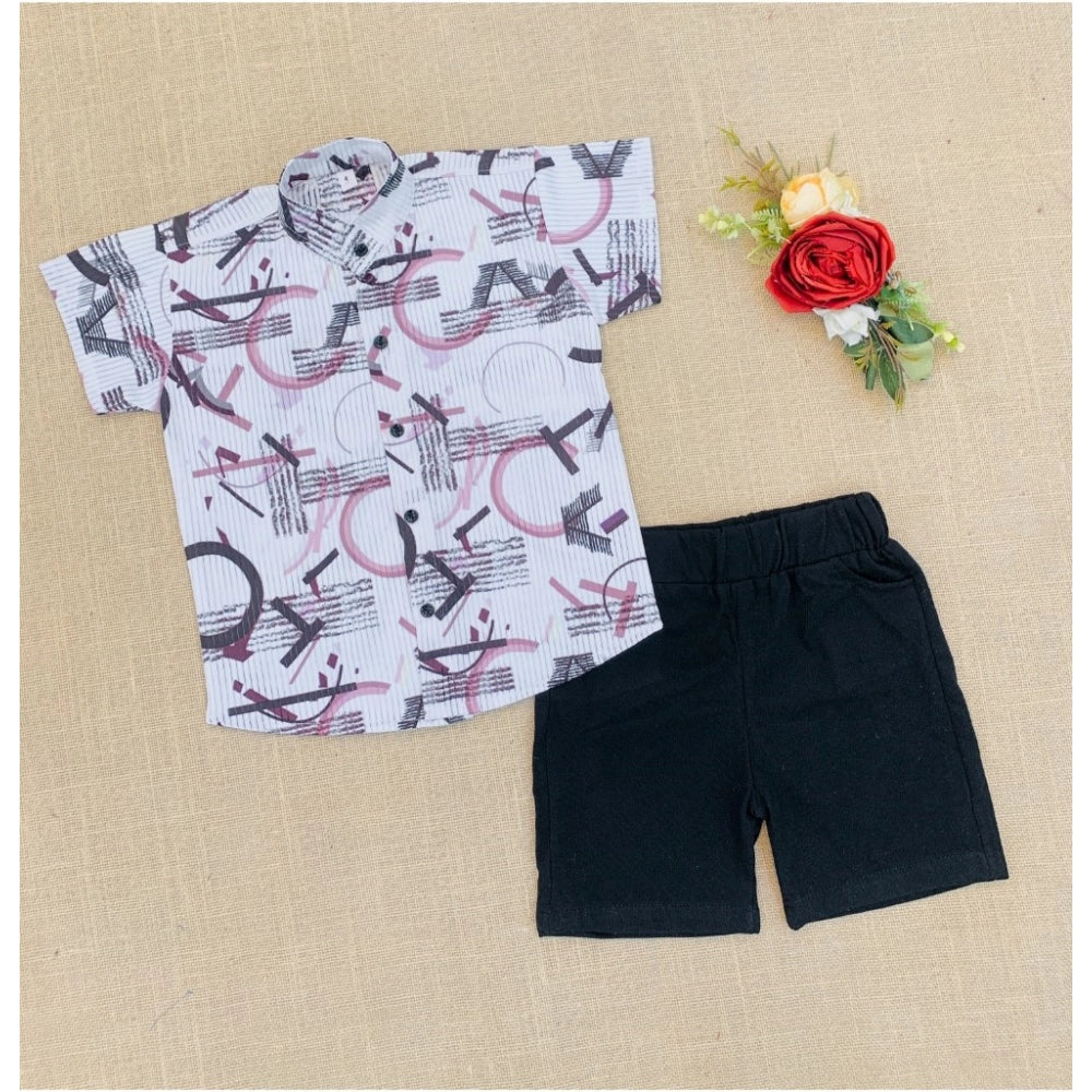 Generic Boy's Cotton Blend Printed Short Sleeve Shirt and Shorts Set (MultiColor)