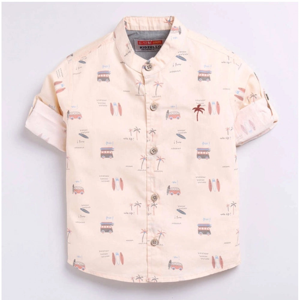 Generic Boy's Cotton Blend Printed Short Sleeve Shirt (MultiColor)