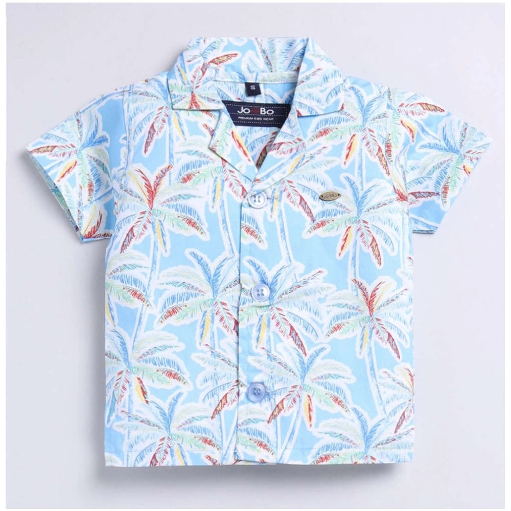 Generic Boy's Lycra Blend Printed Short Sleeve Shirt and Shorts Set (MultiColor)