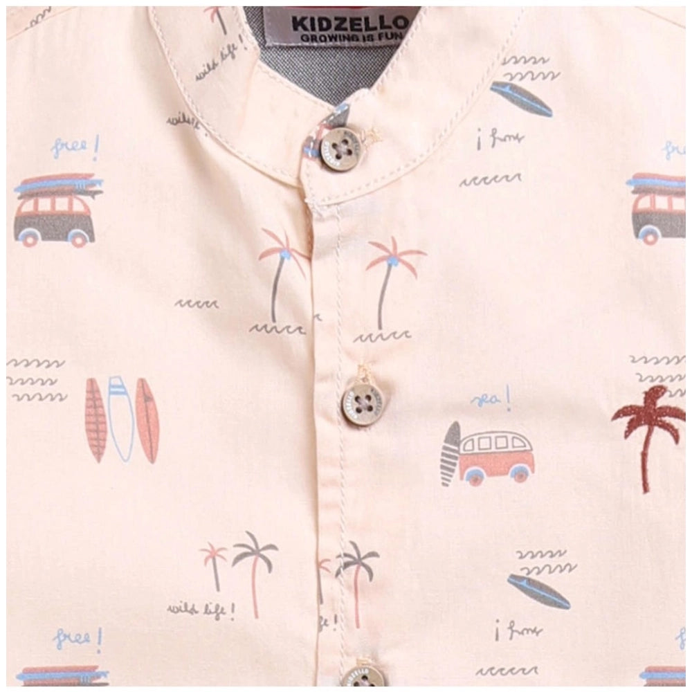 Generic Boy's Cotton Blend Printed Short Sleeve Shirt (MultiColor)