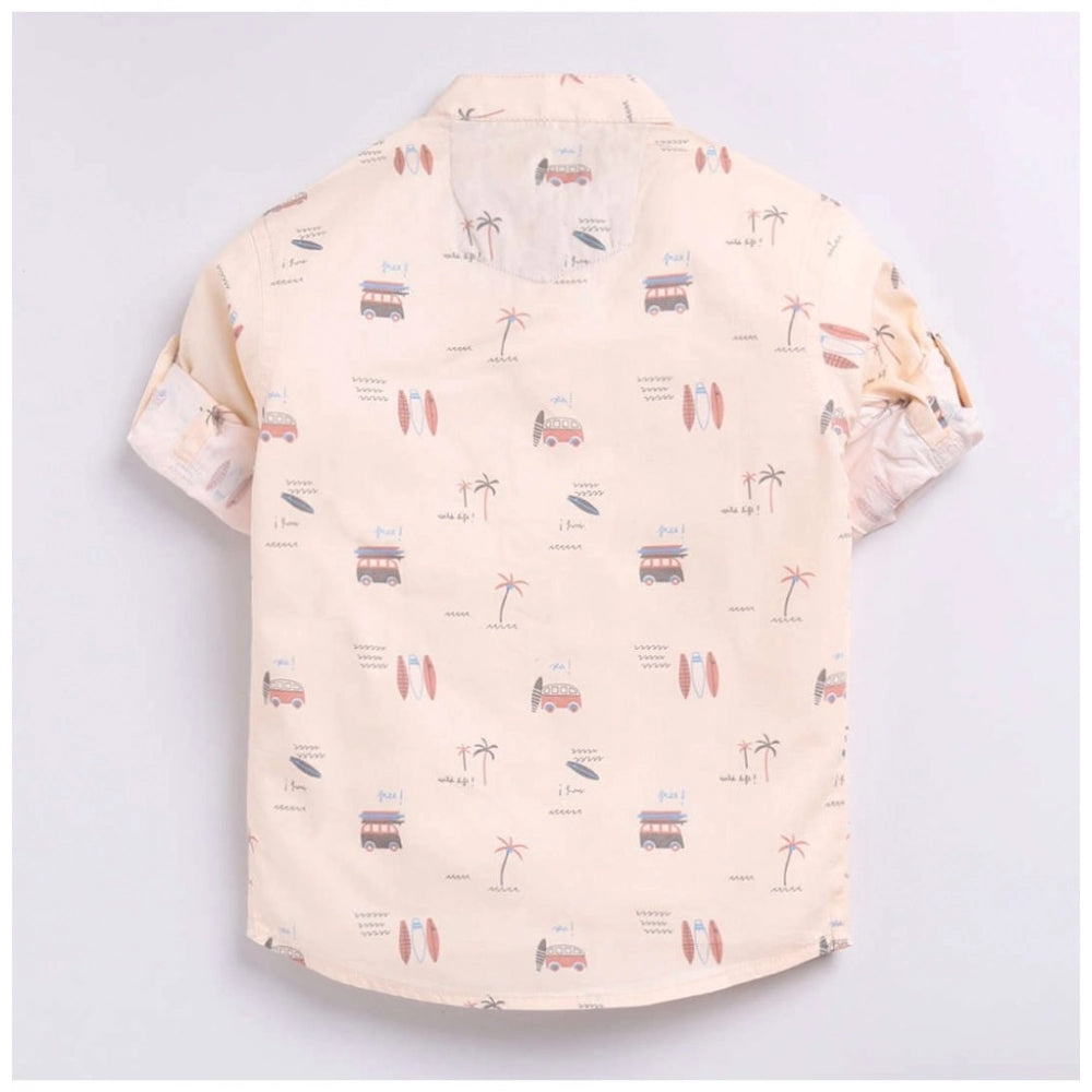Generic Boy's Cotton Blend Printed Short Sleeve Shirt (MultiColor)