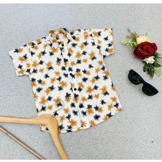 Generic Boy's Cotton Blend Printed Short Sleeve Shirt (MultiColor)