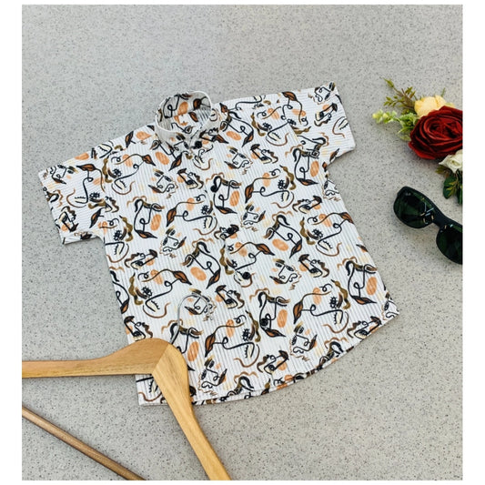 Generic Boy's Cotton Blend Printed Short Sleeve Shirt (MultiColor)