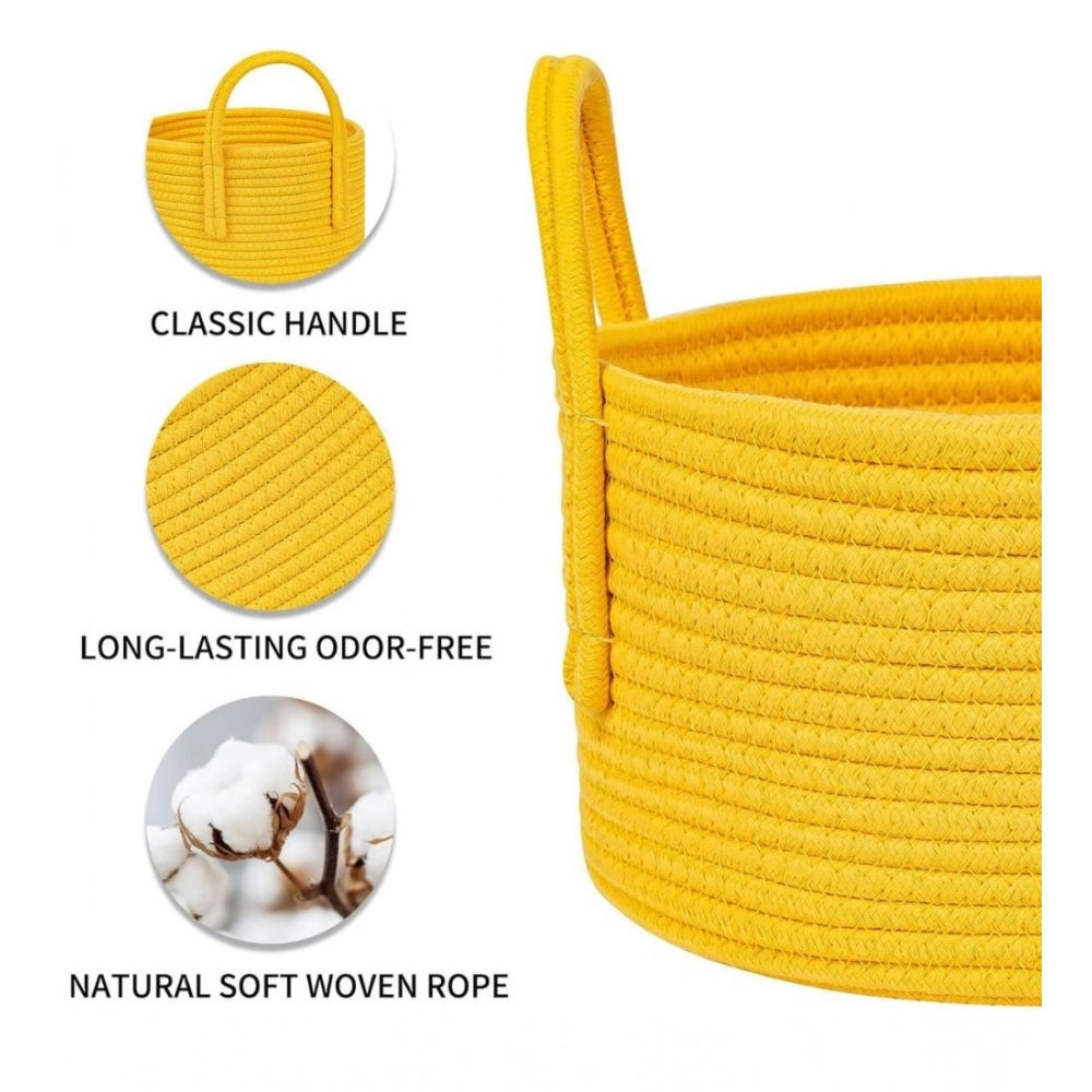 Generic Cotton Basket Inch Pack of 1 Storage Basket For Clothes (Yellow)