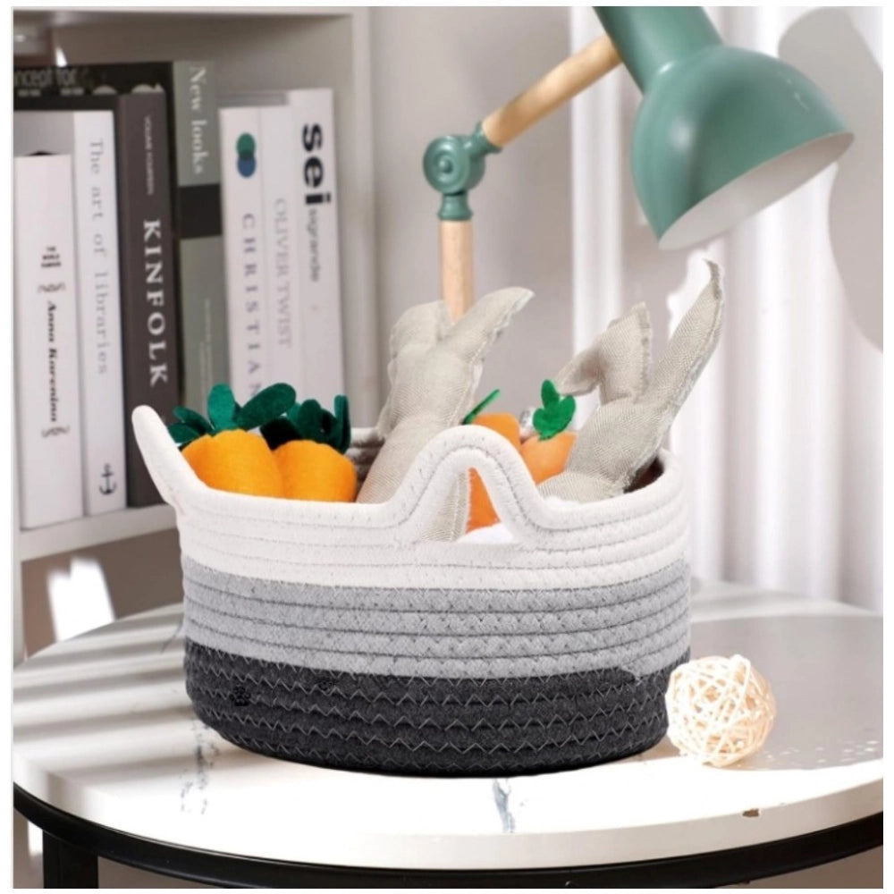 Generic Cotton Cat Basket Inch Pack of 1 Storage Basket For Clothes (Multicolor)