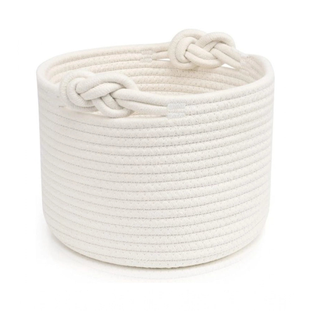 Generic Cotton White Inch Pack of 1 Storage Basket For Clothes (White)