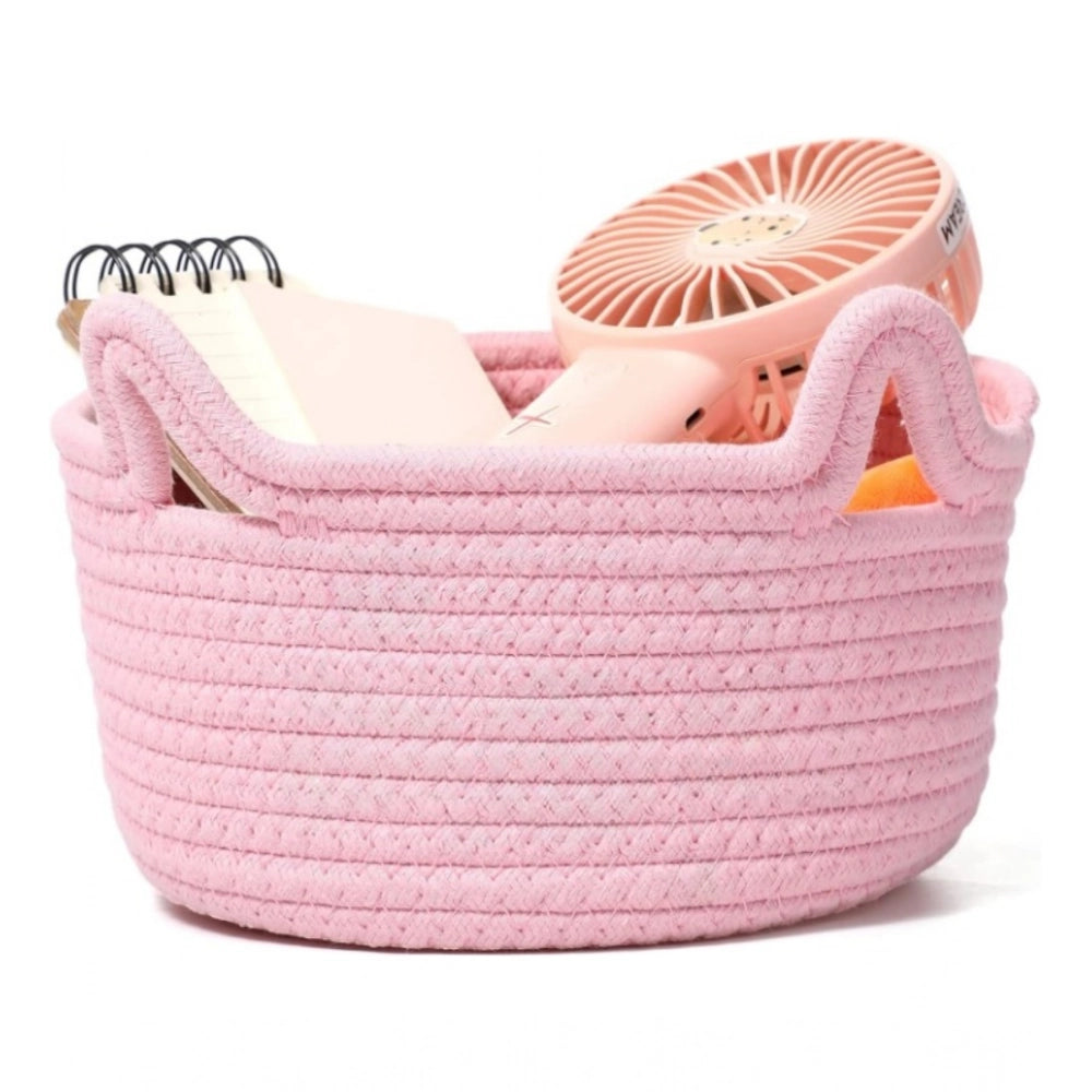 Generic Cotton Cat Basket Inch Pack of 1 Storage Basket For Clothes (Pink)