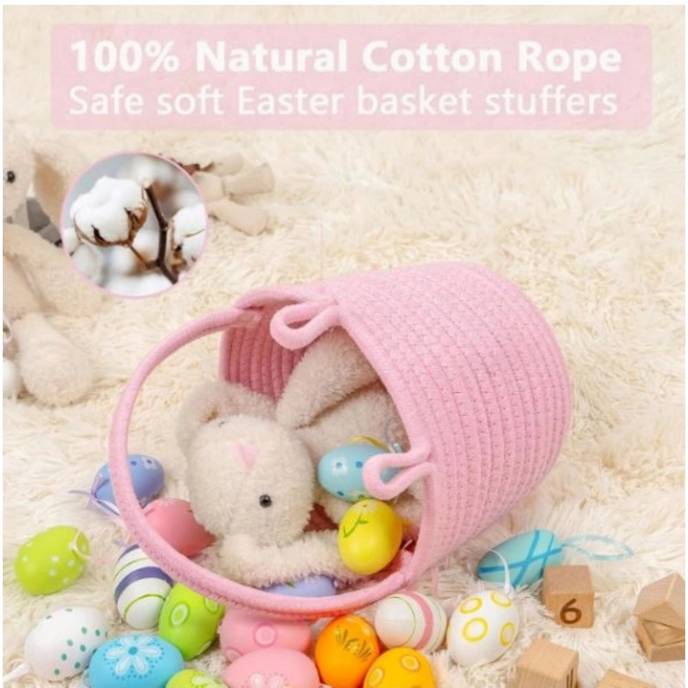 Generic Cotton Toy Bucket Pack of 1 Storage Basket For Clothes (Pink)